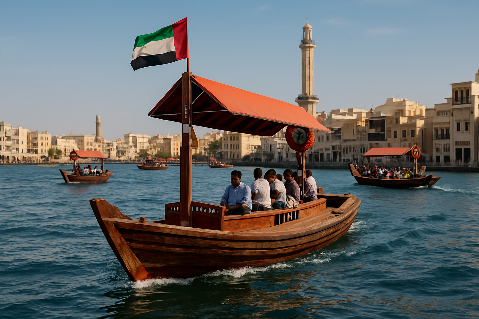 Traditional abra boats on Dubai Creek